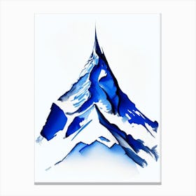 Mountain Peak Symbol Blue And White Line Drawing Canvas Print