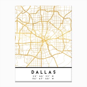Dallas Texas City Street Map Canvas Print