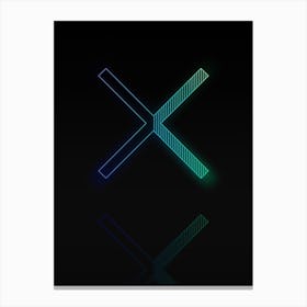 Neon Blue and Green Abstract Geometric Glyph on Black n.0249 Canvas Print