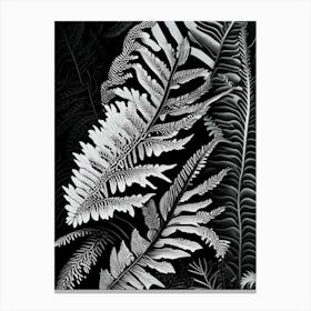 Japanese Painted 1 Fern Linocut Canvas Print