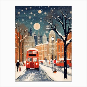 Winter Travel Night Illustration London United Kingdom 6 Canvas Print