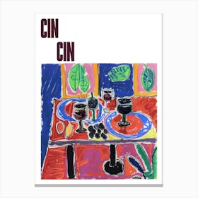 Cin Cin Poster Table With Wine Matisse Style 5 Canvas Print