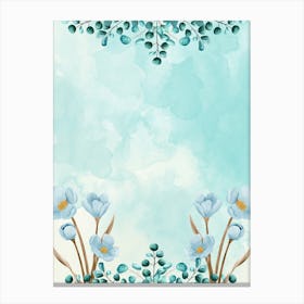 Watercolor Background With Blue Flowers Canvas Print