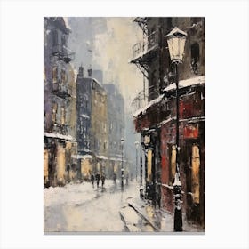 Vintage Winter Painting New York City Usa 2 Canvas Print
