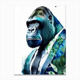 Gorilla In Tuxedo Gorillas Mosaic Watercolour 1 Canvas Print