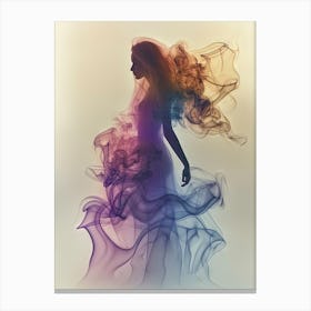 Abstract Woman Silhouette In Smoke Canvas Print