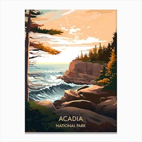 Acadia National Park Travel Poster Illustration Style 7 Canvas Print