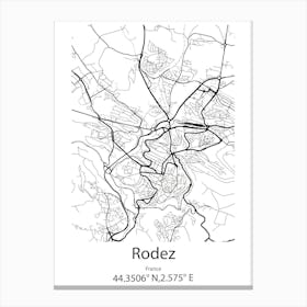 Rodez,France Minimalist Map Canvas Print