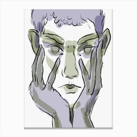 Man With His Hands On His Face Canvas Print