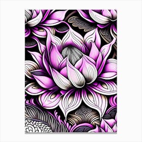 Lotus Flower Repeat Pattern Graffiti 6 Canvas Print