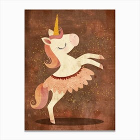 Unicorn In A Tutu Mustard Muted Pastels 2 Canvas Print