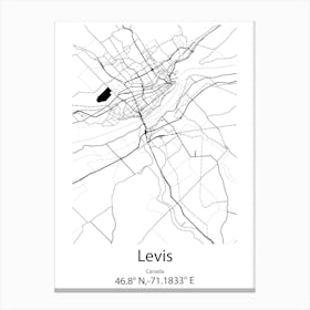 Levis,Canada Minimalist Map Canvas Print