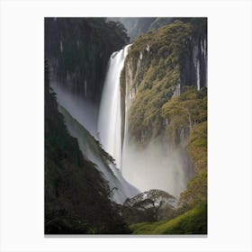 Bridal Veil Falls, New Zealand Realistic Photograph (1) Canvas Print