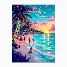 Merry Christmas & Happy New Year In Florida Canvas Print