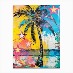 Palm Tree With Stars 2 Canvas Print