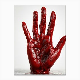 Creepy Textured Bloody Handprint Detailed With High Contrast Shadows Implying A Three Dimensional (3) Canvas Print