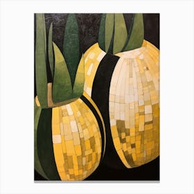 Modern Abstract Cactus Painting Golden Barrel Cactus Canvas Print