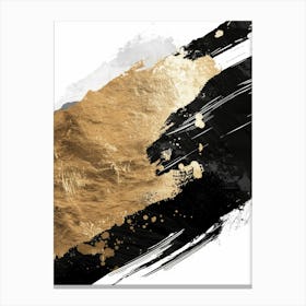 Gold And Black Paint Brush Strokes Canvas Print