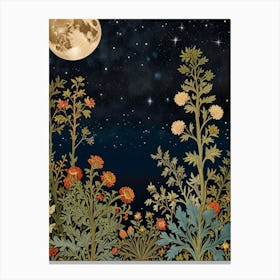 Moonlight In The Garden Style William Morris 10 Canvas Print