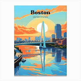 Boston United States Urban Travel Illustration Canvas Print
