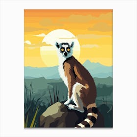 Lemur At Sunset Canvas Print