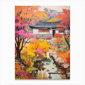 Autumn Gardens Painting The Garden Of Morning Calm South Korea 2 Canvas Print