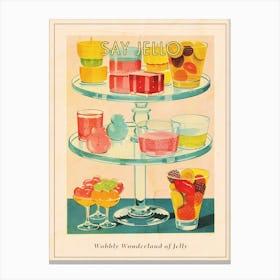 Retro Jelly Dessert Platter Illustration 3 Poster Canvas Print