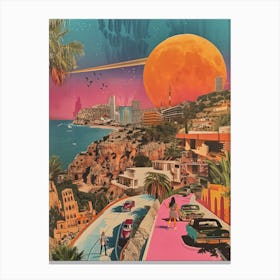 Ibiza   Retro Collage Style 1 Canvas Print