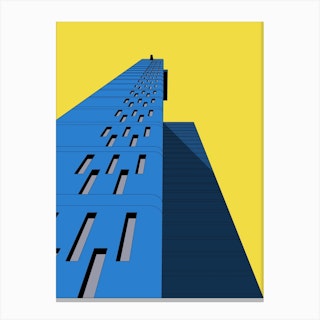 Balfron Tower, Yellow and Blue Canvas Print