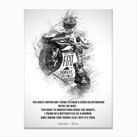 Valentino Rossi Rider Sketch 2 Canvas Print