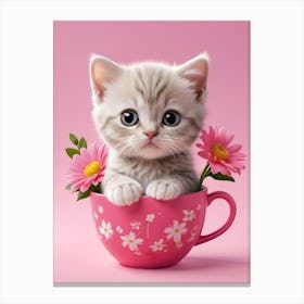 Cute Kitten In A Cup Canvas Print