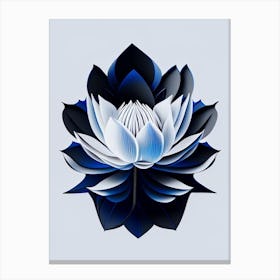 Blue Lotus Black And White Geometric 1 Canvas Print