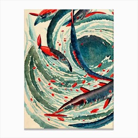 Antarctic Krill Vintage Graphic Watercolour Canvas Print