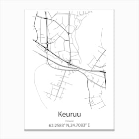 Keuruu,Finland Minimalist Map Canvas Print