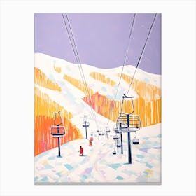 Aspen Snowmass   Colorado, Usa, Ski Resort Pastel Colours Illustration 2 Canvas Print