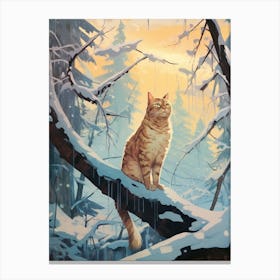 Winter Bobcat 2 Illustration Canvas Print