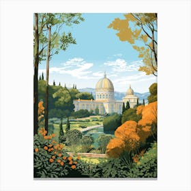 Gardens Of The Royal Palace Of Caserta Italy Illustration  Canvas Print