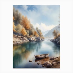 Boat On The River Canvas Print