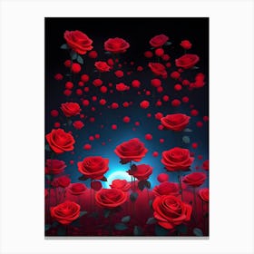 Red Roses In The Night Canvas Print