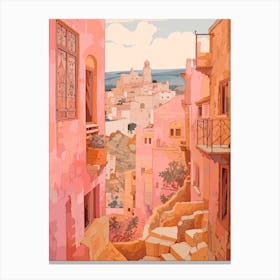 Gozo Malta 1 Vintage Pink Travel Illustration Canvas Print