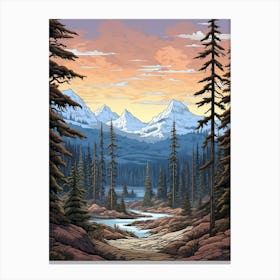 Tundra Landscape Pixel Art 3 Canvas Print