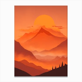 Misty Mountains Vertical Composition In Orange Tone 103 Canvas Print