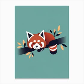 Red Panda Sleeping On A Branch Canvas Print
