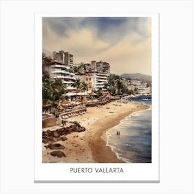 Puerto Vallarta Watercolor 1travel Poster Canvas Print