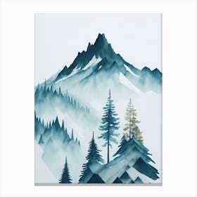 Mountain And Forest In Minimalist Watercolor Vertical Composition 78 Canvas Print