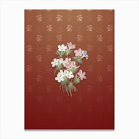 Vintage Thick Flower Slender Tube Botanical on Falu Red Pattern n.0907 Canvas Print