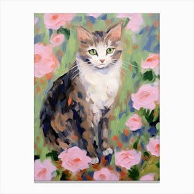 A Munchkin Cat Painting, Impressionist Painting 1 Canvas Print