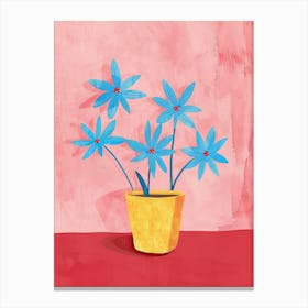 Blue Flowers In A Pot Canvas Print