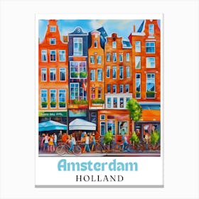 Netherlands Amsterdam, travel poster, wall art print, Amsterdam painting,25 Canvas Print