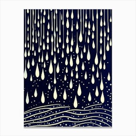 Water Droplets Waterscape Linocut 1 Canvas Print
